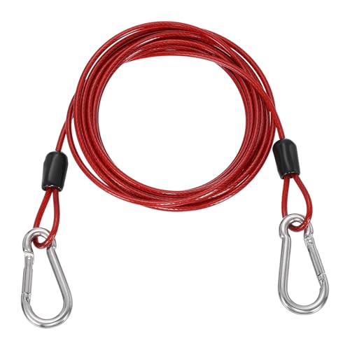 PATIKIL 6.6ft (78.7") Security Steel Cable with Snap Hook, 1Pcs PVC Coated Flexible Double Loop Wire Rope Bike Cable Lock Security Chain for Outdoor Travel Luggage, Clear Red