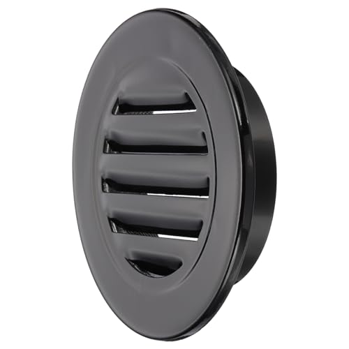 PATIKIL 6 Inch Round Soffit Vent, Aluminum Alloy Wall Vent Grille Cover Exterior Exhaust Louvered Vent with Built-in Mesh for Kitchen Bathroom Garage, Black
