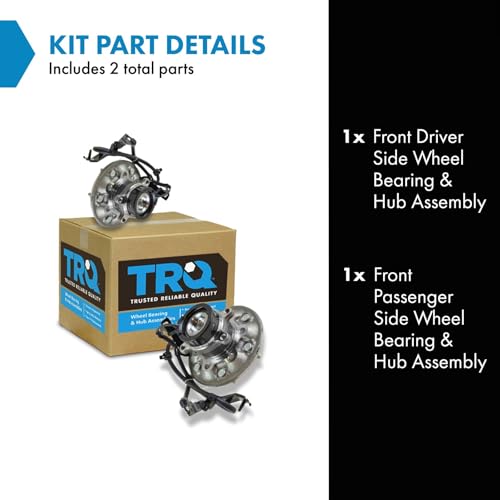 Image of TRQ Front Left and Right Wheel Bearing and Hub Assembly Set 2 Piece Compatible with 04-08 Chevrolet Colorado RWD 04-05 GMC Canyon SLE RWD 06-08 Canyon 2006 Isuzu i-280 07-08 i-290 07-08 i-370