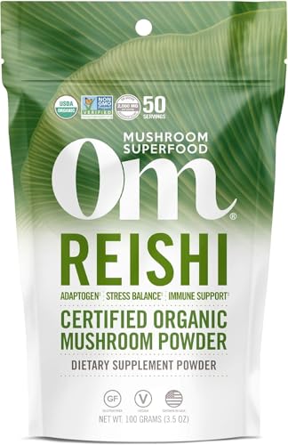 OM Mushroom Superfood Reishi Mushroom Powder, 3.5 oz — USDA Organic, Stress & Immune Support