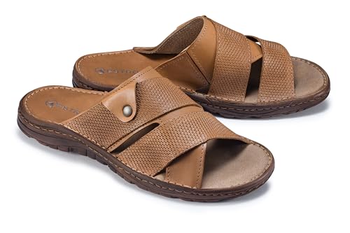 ESTRO Sandały Męskie Skórzane Sandały z Prawdziwej Skóry Buty Letnie Sandały Męskie na Lato S5 (44 EU, Beige)