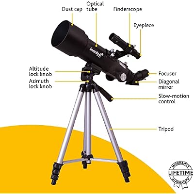 Levenhuk Skyline Travel 70 Portable Refractor Telescope with Backpack - Compact and Lightweight