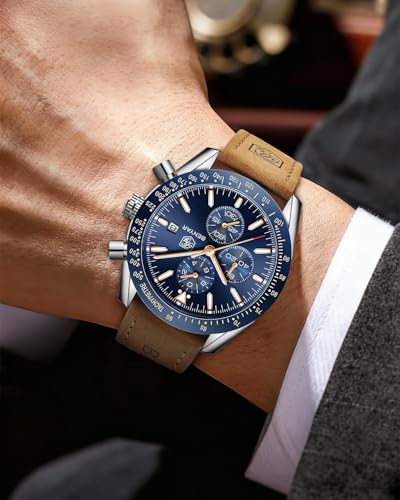 BY BENYAR Mens Watches Analog Quartz Chronograph Waterproof Luminous Men's Wrist Watches Business Casual Fashion Designer Big Face Dress Watch