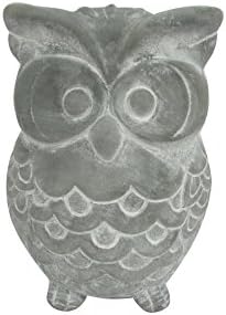 HomeView Design19151 Owl Stand with Cement Statue, 8.3", Multicolor