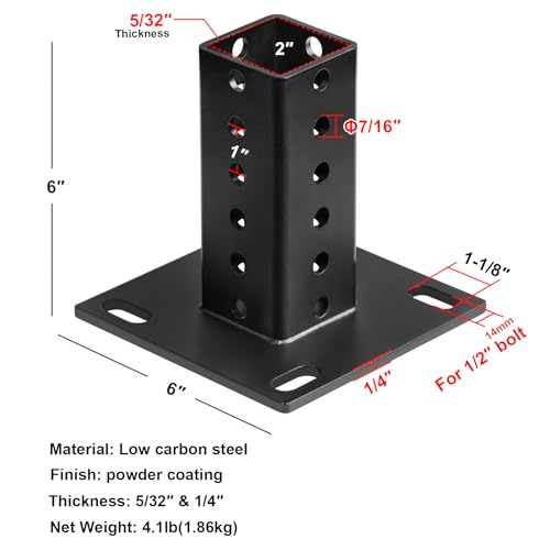 Fanmao Black Square Sign Post Anchor Base Fits 2" x 2" Sign Post, Surface Mount Flange Base, 1 Pack - Thumbnail 3