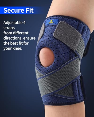 ABYON Knee Support for Men and Women, Adjustable Non-Slip Knee Brace with Side Stabilizers and Open Patella Gel Pad for Arthritis, Meniscus Tears, LCL/MCL/ACL Ligament Joint Pain (S/M)