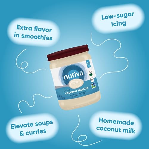 Nutiva Organic Coconut Manna Puréed Coconut Butter, 15 Oz (Pack of 2), USDA Organic, Non-GMO, Whole 30 Approved, Vegan, Gluten-Free & Keto, Creamy Spread to Boost Smoothies & Oatmeal