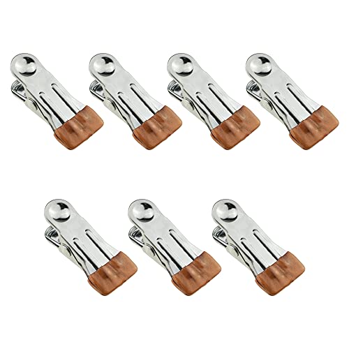 Image of Hahiyo Stainless Steel Clothespins Sock Clip Laundry 2.2inch Length with Spring Strong Grip Windproof Easy Pinch Hang Handy Save Space Not Damage Leave Pinch Mark for Clothesline Towel Gold 7PCS