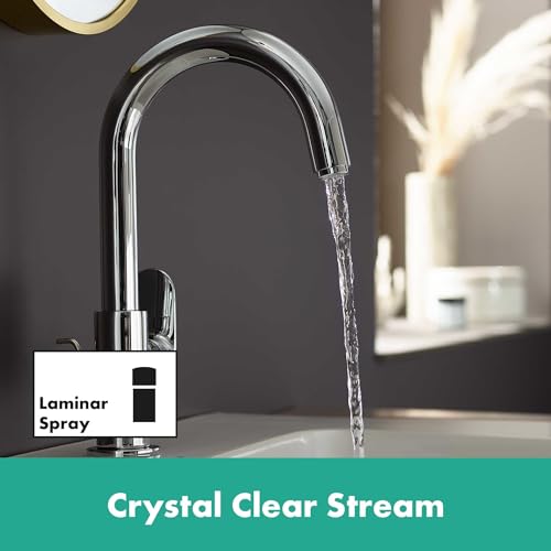 hansgrohe Vernis Blend Basin Mixer Tap with swivel spout and pop-up waste set, chrome, 71554000, spout height 190mm - Image 2