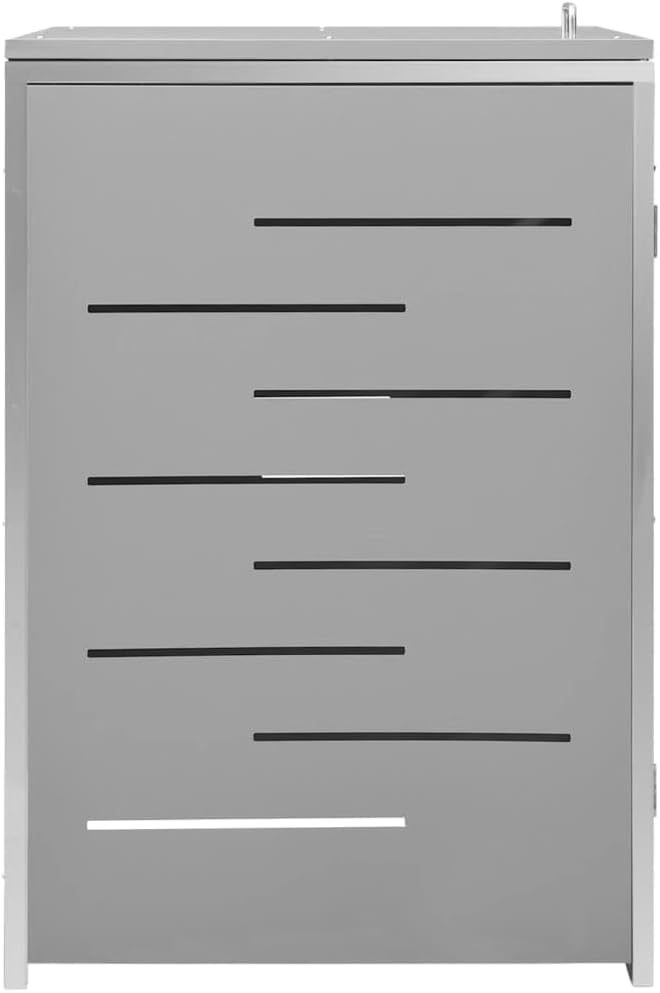 Single Wheelie Bin Shed Stainless Steel Garbage Bin Surround 27.2"x30.5"x44.3" Outdoor Trash Can Enclosure with Locking System and Easy Assembly for Backyard Waste Container Storage
