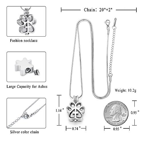 Pet Cremation Jewelry for Dog/Cat Paw Stainless Steel Memorial Locket Urn Necklace with Hollow Urn Cremation Jewelry for Ashes2