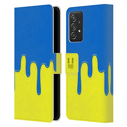 Étui cuir Samsung Galaxy A53 5G avec fentes cartes pour protection intégrale jaune bleu