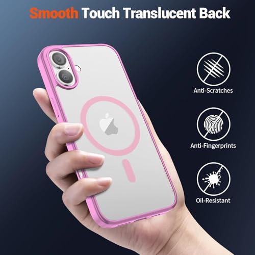 Image of DIZORO Premium Magnetic Case for iPhone 17 6.3-Inch Compatible with MagSafe, Shockproof Phone Bumper Cover, Solid Color Matte TPU Frame, Anti-Scratch Clear Baby Pink