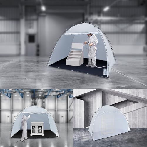 Image of Portable Paint Booth Tent, Siebwin Extra Large 10(L) x6(W) x6.5(H) ft Spray Paint Tent with Built-in Floor & Mesh Screen & Windproof Hooks for Furniture DIY Hobby Tool Spray Paint Shelter, Gray