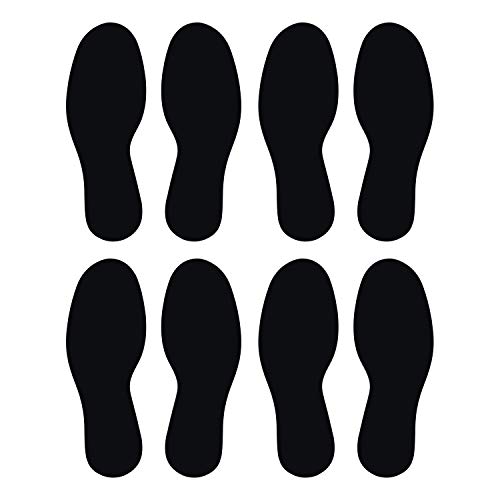 LiteMark Floor Vinyl Decals Footprint Stickers – line up Stickers for Classroom Floor, Offices, Dance, Events – Durable Gloss Finish Spot Markers, Black, 10.5 Inch, Pack of 8 Pcs (4 Pairs)