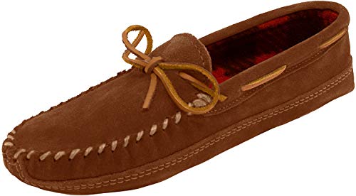 Minnetonka Men's Double Bottom Fleece Slipper,Brown,10 M US