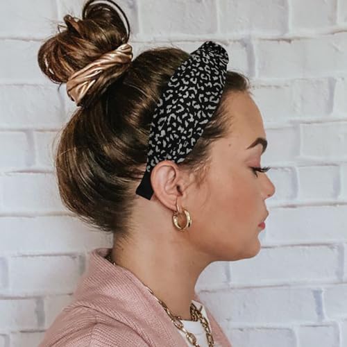 Image of DRESHOW Headbands for Women and Girls Flower Printed Knotted Plastic Head Band Fashion Boho Wide Hairbands Non Slip Hair Accessories 4 Pcs