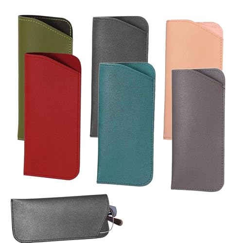 6Pcs Soft Glasses Cases, Multicolor Reading Glasses Case, PU