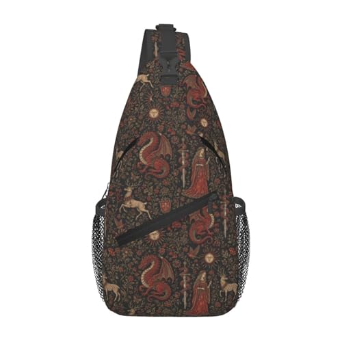 Betyiwling Mochila tiracolo unissex, bolsa de ombro para mulheres, homens, caminhadas, viagens, Medieval gótico, One Size, Medieval gótico