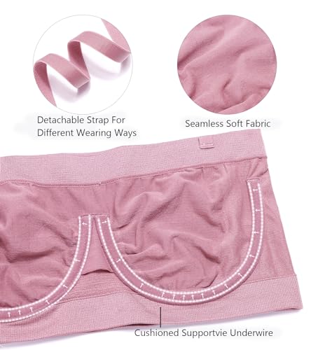Image of HACI Women's Non Padded Strapless Bra Underwire Bandeau Seamless Multiway Supportive Tube Top
