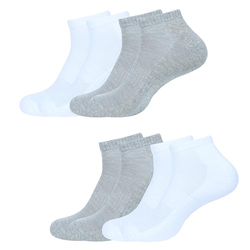 Image of Womens Cushioned Ankle Socks, Low Cut Breathable Casual Super Soft, Multi Color Options Size 4-7, 6-9 (US, Numeric, 6, 9, Regular, Regular, 4, White, Grey)