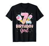 Sweet 7 Year Old Girl Birthday Ice Cream Party 7th Bday T-Shirt