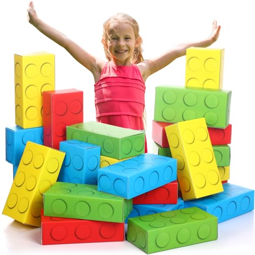 Mooliwe 24 Pack Cardboard Building Blocks, Colorful Paper Building Bricks 9.8