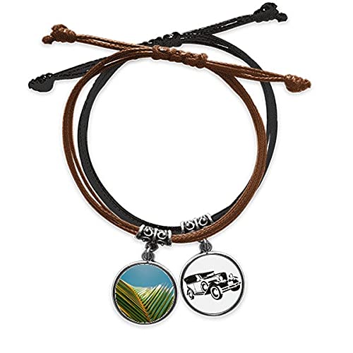 Bracelet corde et cuir nature du ciel bleu avec cordon tressé fait main style bohème
