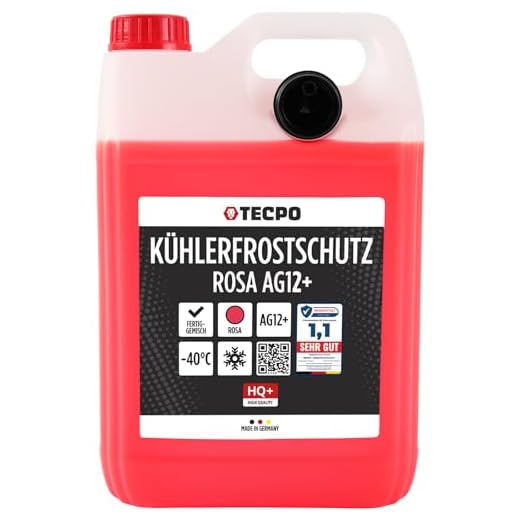 TECPO Kühlerfrostschutz rot G12+ Antifreeze -40°C Frostschutz rosa Kühlmittel (1x 5 Liter)