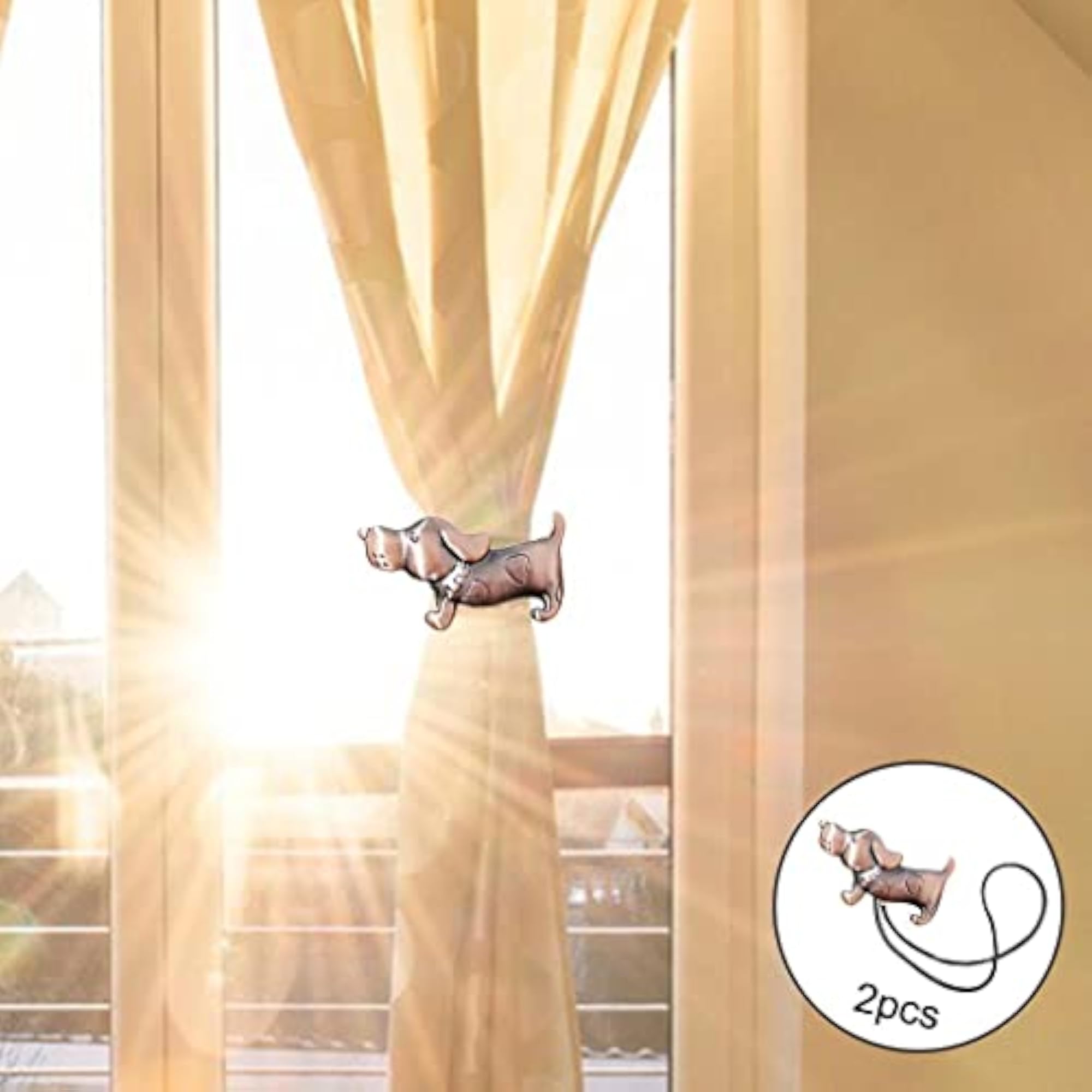 Magnetic Curtain Tie Backs Holdbacks Buckle Clips Rope Strap Copper