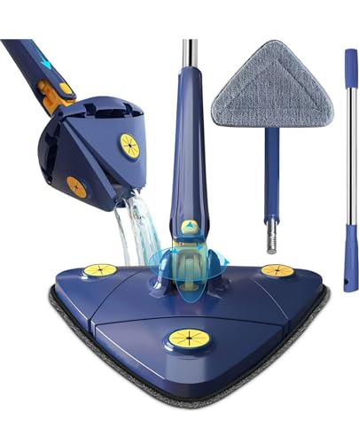 SHOPHOUSSES STREET 360° Rotatable Adjustable Cleaning Mop, Microfiber Mop with Long Handle, Reusable Washable Mop Pads, Wringer, Shower Scrubber Brush for Hardwood Windows Floor Wall Tile Dust