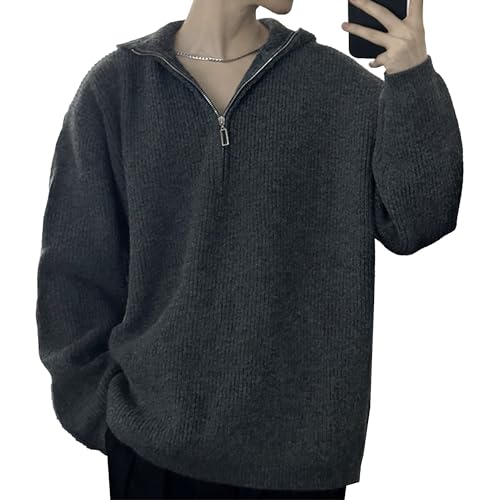 Pull à capuche pour homme avec demi-fermeture éclair style vintage chic