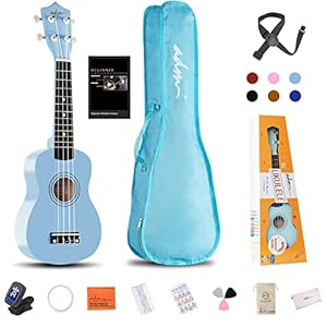 ADM Ukulele for Beginners Hawaiian Wood Ukelele Kit for Kids Adult Student Starter Professional Ukalelee Pack Bundle with Free Lessons Gig Bag Strap Nylon String Tuner Pick