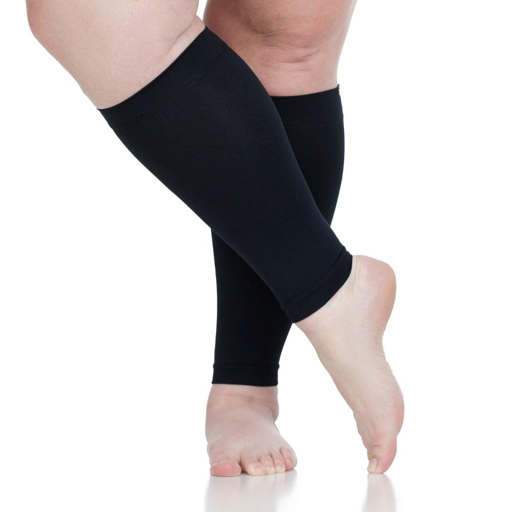 VIM & VIGR - Mangas de compresión unisex de nailon, 15-20 mmHg, multicolor, talla L, pantorrilla ancha