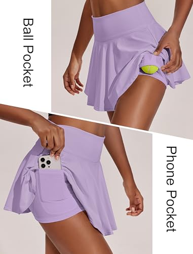 Image of PINSPARK Womens Tennis Skirt Pleated Athletic Skirts with Pockets Shorts High Waisted Golf Skort for Workout Pickleball