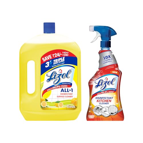 Lizol Disinfectant Floor Cleaner Citrus, 2 L & Lizol Kitchen Power Cleaner Liquid Spray 450ml (B0937PQD4K) Amazon Price History, Amazon Price Tracker