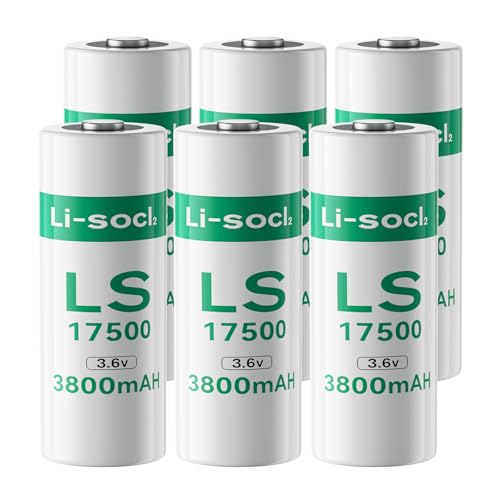 Lot de 6 Piles LS17500, 3,6 V 3800mAh Batterie Lithium Haute Capacité (Non-Rechargeable)