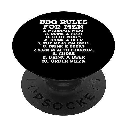 BBQ Funny - Reglas de barbacoa para hombres que beben una cerveza PopSockets PopGrip Intercambiable