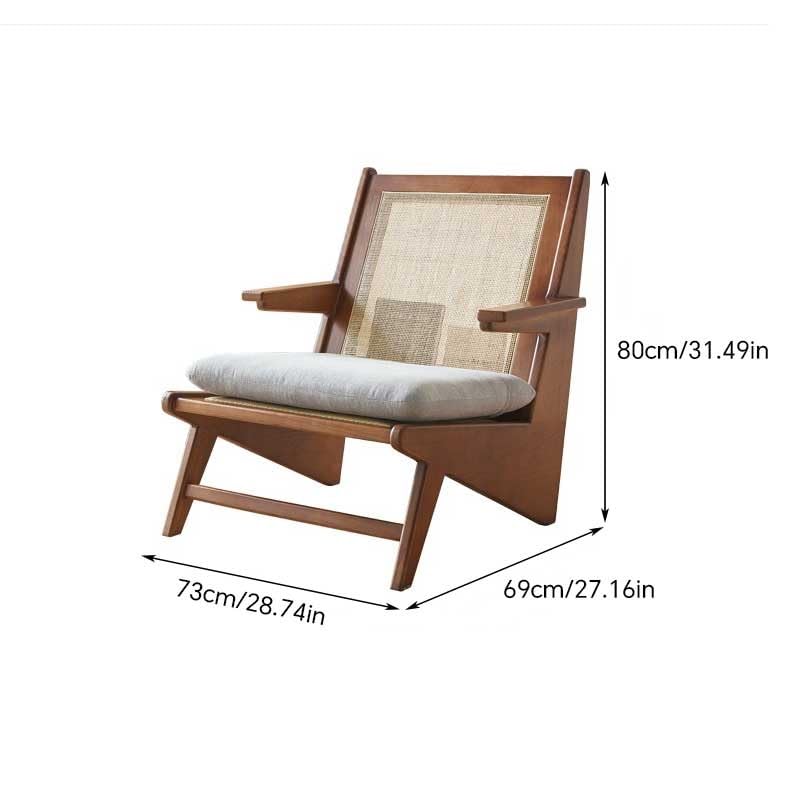 eexbz Small Sofa Wooden Rattan Single Leisure Chair Wabi-sabi Style Living Room Small Sofa Armrest Recliner Couch for Small Spaces(A)