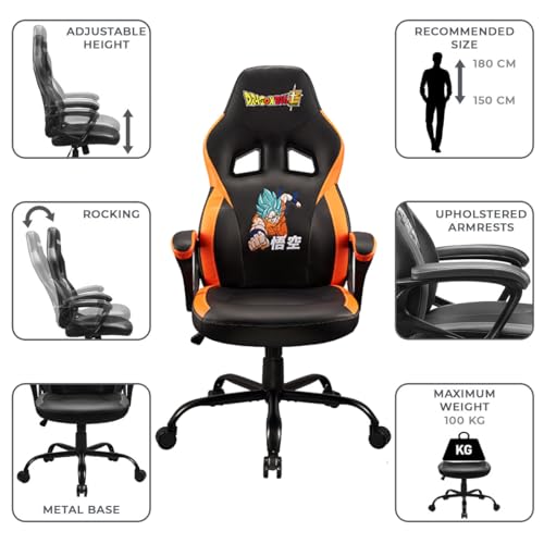 Subsonic - Chaise Gaming Dragon Ball - Fauteuil de Bureau Ergonomique avec Mousse Haute Densité, Mécanisme à Bascule et Accoudoirs Confortables - Hauteur Réglable - Noir – Image 4