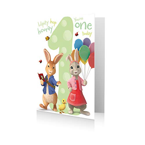 Danilo Promotions Ltd Peter Rabbit Official Age 1 Birthday Card Multi Colour PE033 7x6 inch