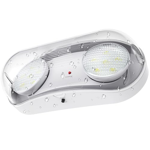 SASELUX Outdoor Emergency Light Wet Location Rated,Waterproof Exterior Led Emergency Lights with Battery Backup,Adjustable Heads,Commercial Hardwired Emergency Lighting,UL Listed,120-347V(1 Pack)