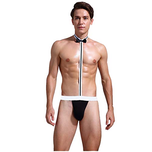 Men Sexy Underwear, Bow Tie Briefs Pouch Thong, Mens Low-Rise Lingerie, Premium Cotton