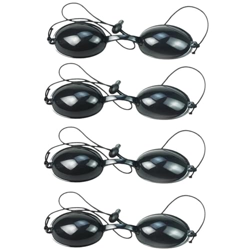 4 Piezas Gafas de Bronceado, Gafas de Seguridad Ocular para Solarium, Protección UV e Infrarrojos, Fototerapia, Luz Roja, Depilación IPL y LED, Ajustables para Belleza Clínica y Uso Doméstico (Negro)