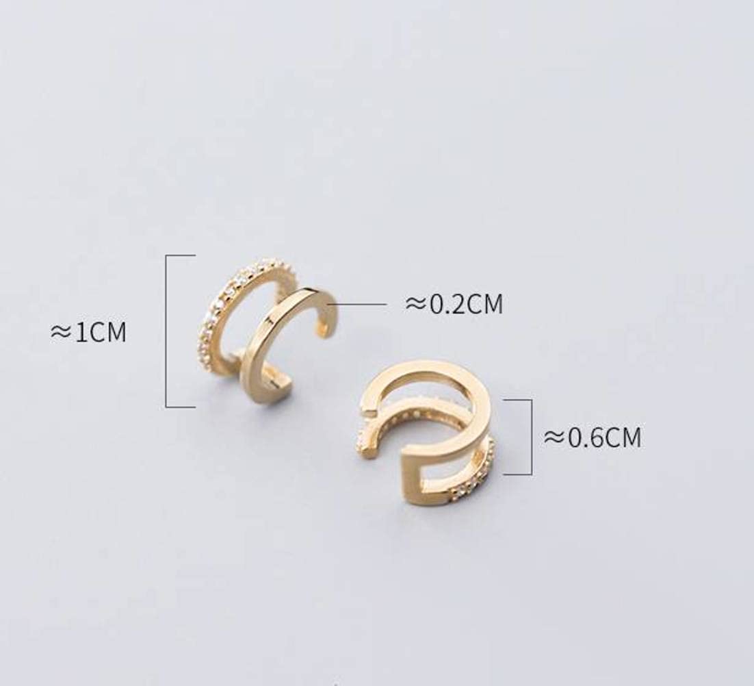 S925 Clip per Orecchie a Forma di C in Stile Piccolo e Semplice con Diamanti, Orecchini Senza Foro per Donna, 925