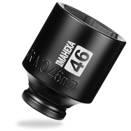 IMAHEXA 1/2 Drive 46mm Metric Deep Impact Socket 6-Point Cr-Mo Steel Socket