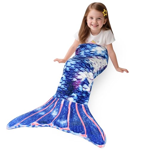 Catalonia Classy Mermaid Tail Blanket Fish Scale Pattern Snuggle Blanket for Girls Woman Ultra Soft Fleece Sleeping Throw for Kids Cozy Mermaid Gift for Adult Toddlers