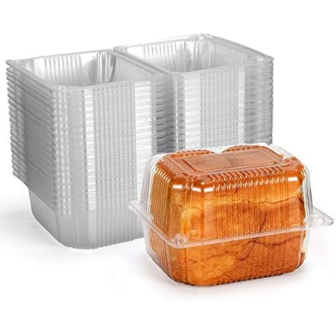 Disposable Plastic Hinged Food Container - 80 Pcs Clear Hinge Clamshell Plastic Containers 5.4" Length x 4.4" Width x 3.8" Depth Cover