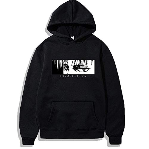 Unisex Attack on Titan Hoodie- Casual Long Sleeve Ackerman Levi Printed Anime Hooded Sweatshirt Pullover Tops for Men and Women (Black11,Medium)