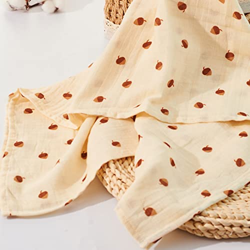 E&O Muslin Swaddle Baby Blanket. Breathable Fabric Made With 100% Cotton And Measures 47”X47”. The Material Is Super Soft And Lightweight, Yet Super Durable And Strong. (Brown) #TOP6